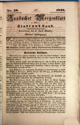 Ansbacher Morgenblatt für Stadt und Land (Ansbacher Morgenblatt) Sonntag 9. April 1848