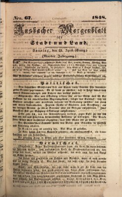 Ansbacher Morgenblatt für Stadt und Land (Ansbacher Morgenblatt) Sonntag 23. April 1848