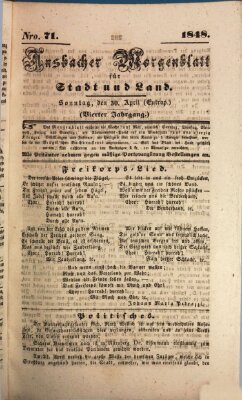 Ansbacher Morgenblatt für Stadt und Land (Ansbacher Morgenblatt) Sonntag 30. April 1848