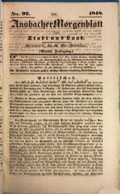 Ansbacher Morgenblatt für Stadt und Land (Ansbacher Morgenblatt) Mittwoch 31. Mai 1848