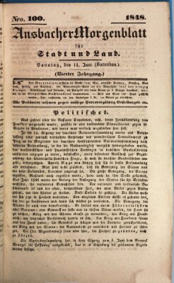 Ansbacher Morgenblatt für Stadt und Land (Ansbacher Morgenblatt) Sonntag 11. Juni 1848