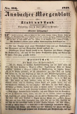 Ansbacher Morgenblatt für Stadt und Land (Ansbacher Morgenblatt) Sonntag 2. Juli 1848