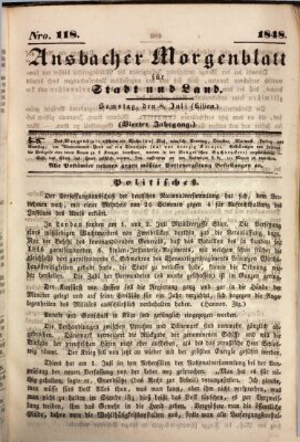 Ansbacher Morgenblatt für Stadt und Land (Ansbacher Morgenblatt) Samstag 8. Juli 1848