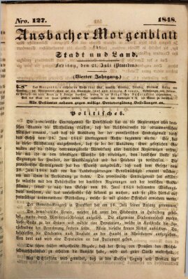 Ansbacher Morgenblatt für Stadt und Land (Ansbacher Morgenblatt) Freitag 21. Juli 1848