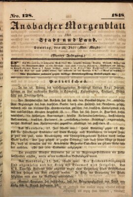 Ansbacher Morgenblatt für Stadt und Land (Ansbacher Morgenblatt) Samstag 22. Juli 1848