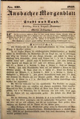 Ansbacher Morgenblatt für Stadt und Land (Ansbacher Morgenblatt) Freitag 4. August 1848