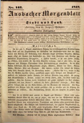 Ansbacher Morgenblatt für Stadt und Land (Ansbacher Morgenblatt) Freitag 11. August 1848