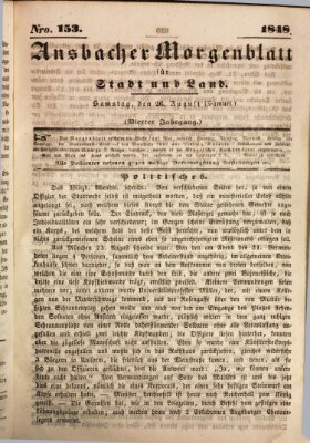 Ansbacher Morgenblatt für Stadt und Land (Ansbacher Morgenblatt) Samstag 26. August 1848