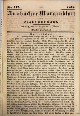 Ansbacher Morgenblatt für Stadt und Land (Ansbacher Morgenblatt) Freitag 22. September 1848