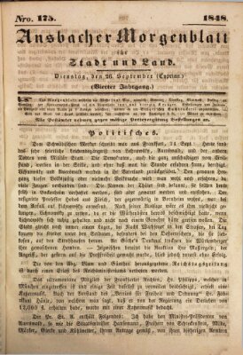 Ansbacher Morgenblatt für Stadt und Land (Ansbacher Morgenblatt) Dienstag 26. September 1848