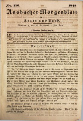 Ansbacher Morgenblatt für Stadt und Land (Ansbacher Morgenblatt) Mittwoch 27. September 1848