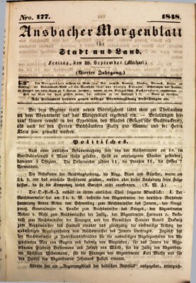 Ansbacher Morgenblatt für Stadt und Land (Ansbacher Morgenblatt) Freitag 29. September 1848