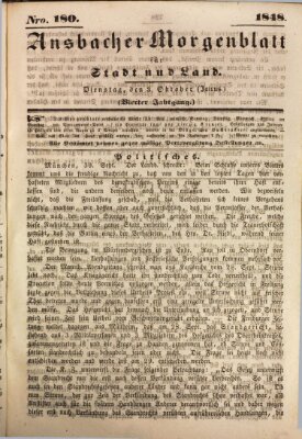 Ansbacher Morgenblatt für Stadt und Land (Ansbacher Morgenblatt) Dienstag 3. Oktober 1848