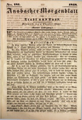 Ansbacher Morgenblatt für Stadt und Land (Ansbacher Morgenblatt) Mittwoch 4. Oktober 1848