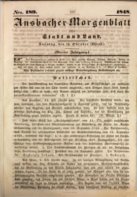 Ansbacher Morgenblatt für Stadt und Land (Ansbacher Morgenblatt) Sonntag 15. Oktober 1848