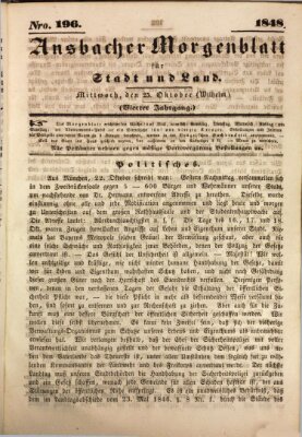 Ansbacher Morgenblatt für Stadt und Land (Ansbacher Morgenblatt) Mittwoch 25. Oktober 1848