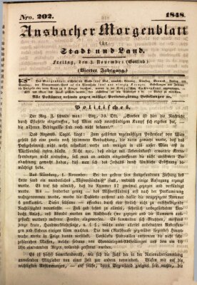 Ansbacher Morgenblatt für Stadt und Land (Ansbacher Morgenblatt) Freitag 3. November 1848