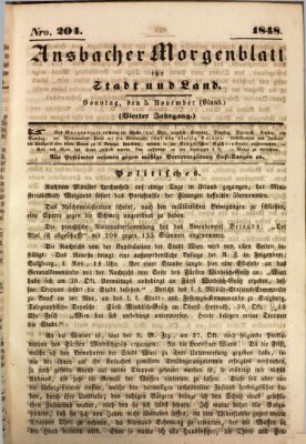 Ansbacher Morgenblatt für Stadt und Land (Ansbacher Morgenblatt) Sonntag 5. November 1848