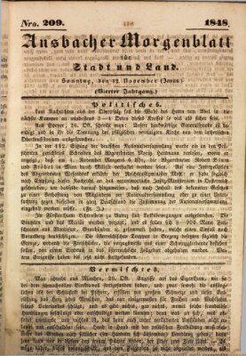 Ansbacher Morgenblatt für Stadt und Land (Ansbacher Morgenblatt) Sonntag 12. November 1848