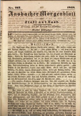 Ansbacher Morgenblatt für Stadt und Land (Ansbacher Morgenblatt) Freitag 24. November 1848