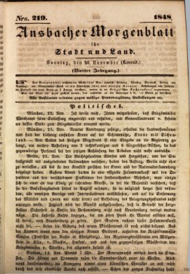 Ansbacher Morgenblatt für Stadt und Land (Ansbacher Morgenblatt) Sonntag 26. November 1848