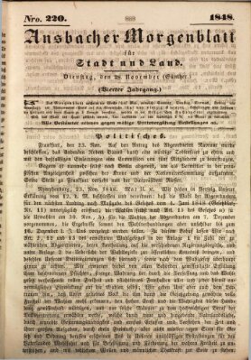 Ansbacher Morgenblatt für Stadt und Land (Ansbacher Morgenblatt) Dienstag 28. November 1848