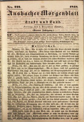 Ansbacher Morgenblatt für Stadt und Land (Ansbacher Morgenblatt) Freitag 1. Dezember 1848