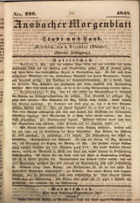 Ansbacher Morgenblatt für Stadt und Land (Ansbacher Morgenblatt) Mittwoch 6. Dezember 1848