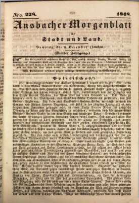 Ansbacher Morgenblatt für Stadt und Land (Ansbacher Morgenblatt) Samstag 9. Dezember 1848