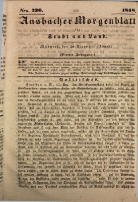 Ansbacher Morgenblatt für Stadt und Land (Ansbacher Morgenblatt) Mittwoch 20. Dezember 1848