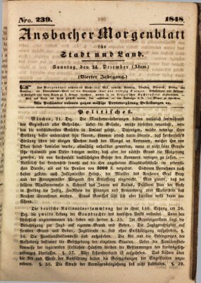 Ansbacher Morgenblatt für Stadt und Land (Ansbacher Morgenblatt) Sonntag 24. Dezember 1848