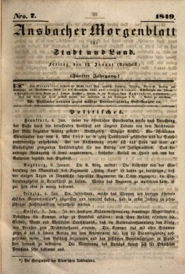 Ansbacher Morgenblatt für Stadt und Land (Ansbacher Morgenblatt) Freitag 12. Januar 1849