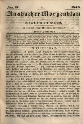 Ansbacher Morgenblatt für Stadt und Land (Ansbacher Morgenblatt) Mittwoch 17. Januar 1849