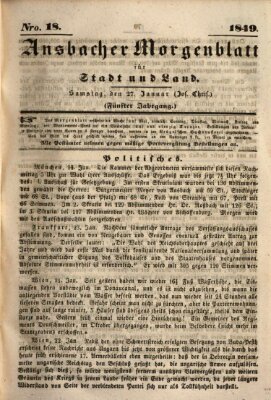 Ansbacher Morgenblatt für Stadt und Land (Ansbacher Morgenblatt) Samstag 27. Januar 1849