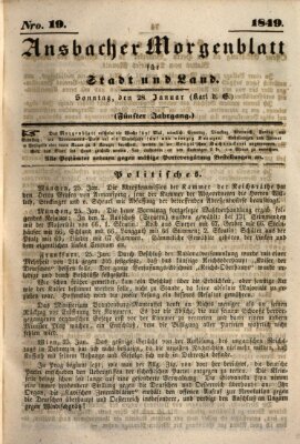 Ansbacher Morgenblatt für Stadt und Land (Ansbacher Morgenblatt) Sonntag 28. Januar 1849