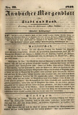 Ansbacher Morgenblatt für Stadt und Land (Ansbacher Morgenblatt) Freitag 2. Februar 1849
