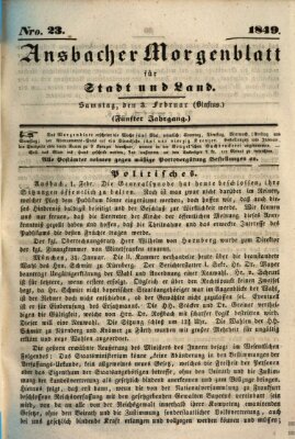 Ansbacher Morgenblatt für Stadt und Land (Ansbacher Morgenblatt) Samstag 3. Februar 1849