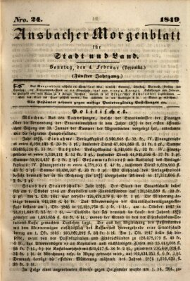 Ansbacher Morgenblatt für Stadt und Land (Ansbacher Morgenblatt) Sonntag 4. Februar 1849