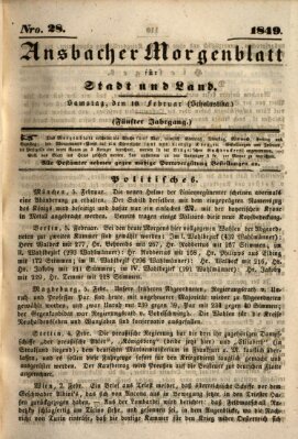 Ansbacher Morgenblatt für Stadt und Land (Ansbacher Morgenblatt) Samstag 10. Februar 1849