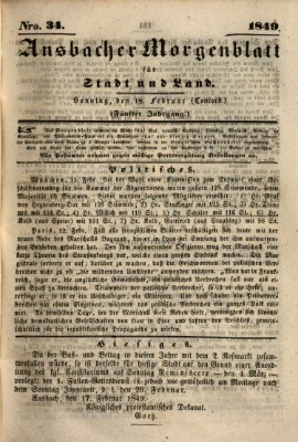 Ansbacher Morgenblatt für Stadt und Land (Ansbacher Morgenblatt) Sonntag 18. Februar 1849