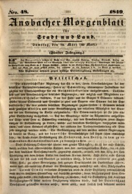 Ansbacher Morgenblatt für Stadt und Land (Ansbacher Morgenblatt) Samstag 10. März 1849