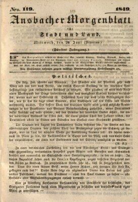 Ansbacher Morgenblatt für Stadt und Land (Ansbacher Morgenblatt) Mittwoch 20. Juni 1849