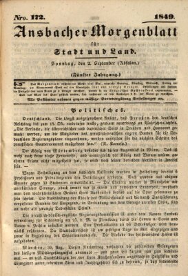 Ansbacher Morgenblatt für Stadt und Land (Ansbacher Morgenblatt) Sonntag 2. September 1849