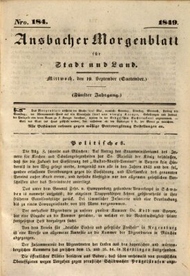 Ansbacher Morgenblatt für Stadt und Land (Ansbacher Morgenblatt) Mittwoch 19. September 1849