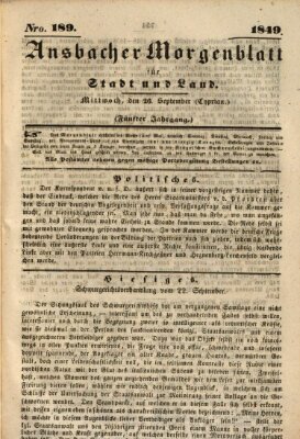 Ansbacher Morgenblatt für Stadt und Land (Ansbacher Morgenblatt) Mittwoch 26. September 1849