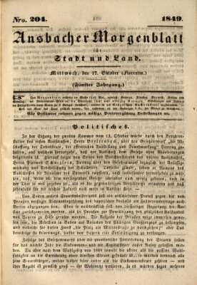 Ansbacher Morgenblatt für Stadt und Land (Ansbacher Morgenblatt) Mittwoch 17. Oktober 1849