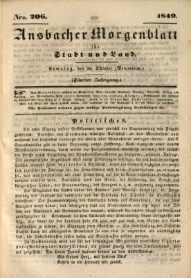 Ansbacher Morgenblatt für Stadt und Land (Ansbacher Morgenblatt) Samstag 20. Oktober 1849