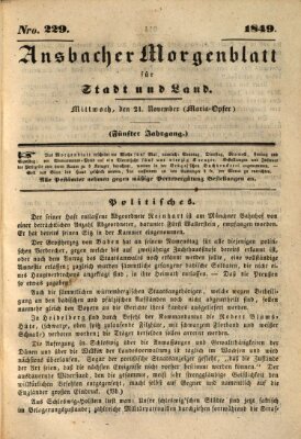 Ansbacher Morgenblatt für Stadt und Land (Ansbacher Morgenblatt) Mittwoch 21. November 1849