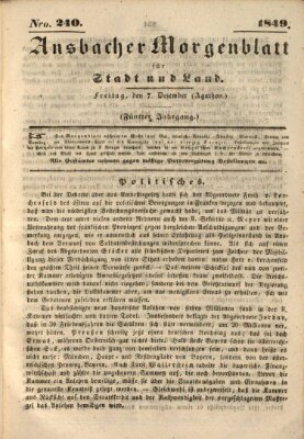 Ansbacher Morgenblatt für Stadt und Land (Ansbacher Morgenblatt) Freitag 7. Dezember 1849