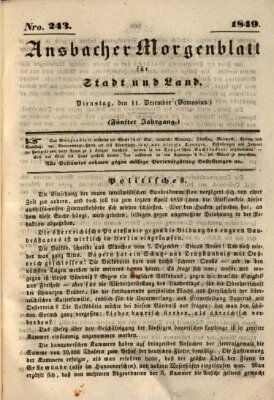 Ansbacher Morgenblatt für Stadt und Land (Ansbacher Morgenblatt) Dienstag 11. Dezember 1849